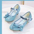 thumbnail image 4 of Fesfesfes Girls Sequined Toe Cap Shoes Princess Style High Heels for Parties,Glitter Dress Shoes for School Performances,Cute Low Heel Sandals(Blue,13 Years), 4 of 7