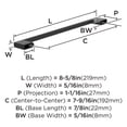 thumbnail image 4 of Amerock Cityscape 7-9/16 inch (192mm) Center-to-Center Matte Black Cabinet Pull - 10 Pack, 4 of 5