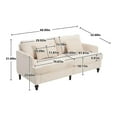 thumbnail image 5 of Mid-Century Modern 2-Seater Loveseat Sofa with Beige Chenille Fabric & Brown Wood Legs, Thick Removable Cushions, for Living Room, Bedroom, Small Space, 5 of 9