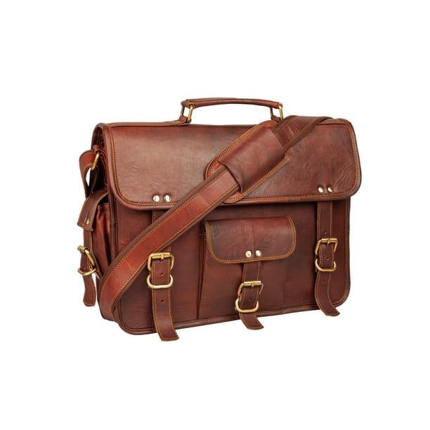 Laptop Bag Vintage Soft Leather Messenger Brown Real Laptop Satchel (17 ...