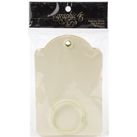 Graphic 45 Staples Regular Tag Album 5.75"X3.875"-Ivory