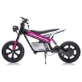 thumbnail image 3 of 24V Kids Electric Dirt Bike, 300W Motorcycle for Big Kids Ages 6-12, 13 MPH, 14" Inflatable Tires, Twist Grip Throttle, Rear Spring Suspension, Key Start, Bluetooth, Pink, 3 of 11