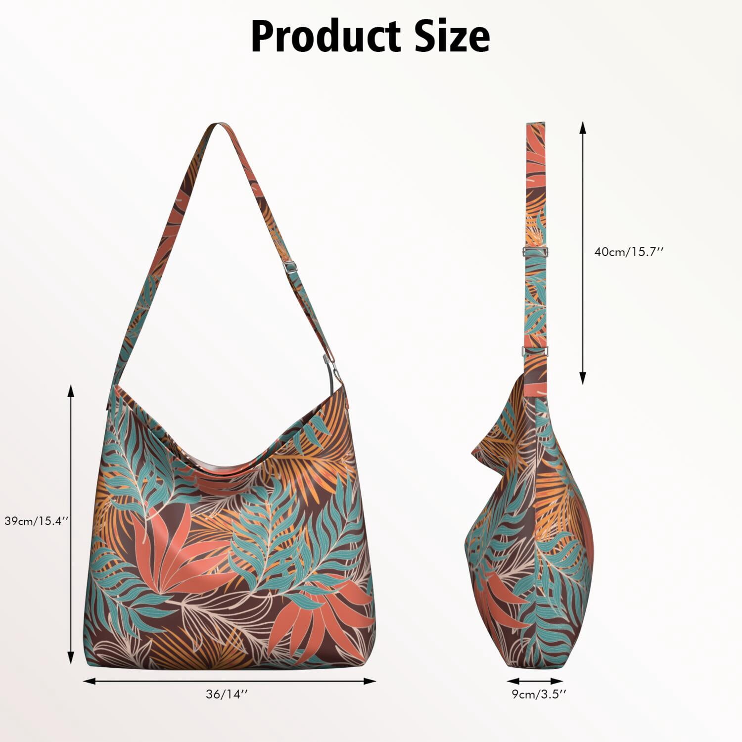 Tropical Palm Leaf Shoulder Bag for Women - Large Capacity Minimalist Travel Purse with Adjustable Strap & Multi-Pocket Design