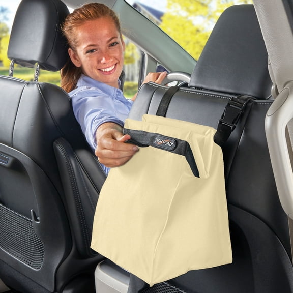 High Road TrashStash Hanging Car Trash Bag with Leakproof Lining and Spring Frame Closure