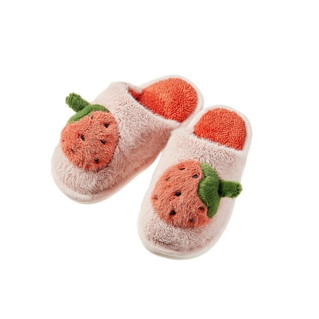 

Daeful Adult Kids Fuzzy Slippers Fluffy Plush Clog Slipper Slip On Warm Shoes Anti-Slip Cozy House Shoe Winter Pink 1Y