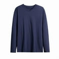 thumbnail image 3 of COSFO Cotton Tshirts Shirts for Men Long Sleeve Solid Casual Tops Comfy Loose V Neck Pullover Men Classic T-Shirt, 3 of 4
