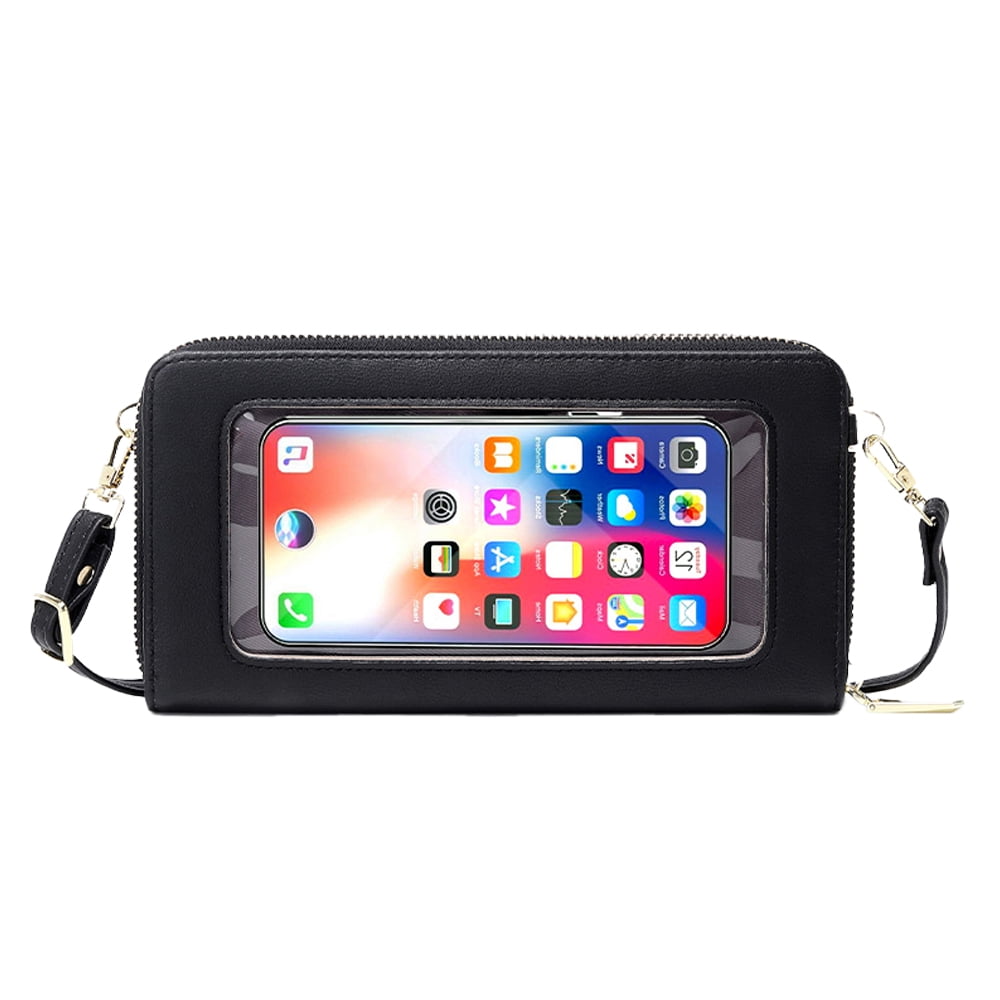 VEVESMUNDO Touchscreen Purse Wallet Zipper Holder Bag with Clear Touch  Screen Phone Window (Black): Handbags: Amazon.com