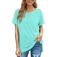 thumbnail image 2 of T-shirts pour Femmes à Manches Courtes, Col Ras du Cou, T-Shirts Unis Basiques, 2 of 5