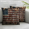 thumbnail image 3 of Autua American Flag Lights Graphic Decorative Cushion Throw Pillow Cover for Home Couch Living Room Bed Sofa - Short Plush 1PC 22x22in, 3 of 5
