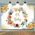 thumbnail image 1 of Floral Circle With Golden Dots Baby Shower Backdrop, 1 of 5