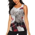 thumbnail image 2 of Uemuo Christmas Snowman With Hat Pattern Workout Tank Tops for Women Breathable Moisture-wicking tank top Sleeveless Running Loose Fit Yoga Tops Active Shirts Sports Gym Exercise, 2 of 9