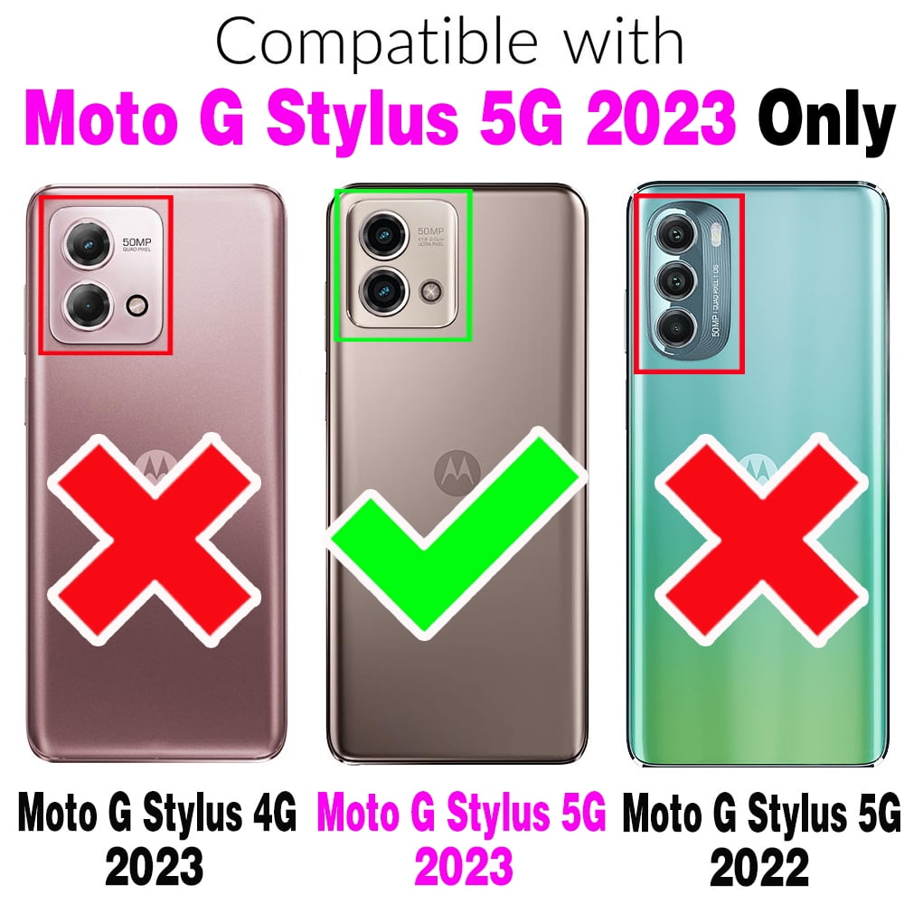 Asuwish Phone Case for Motorola Moto G Stylus 5G 2023 Wallet Cover With Tempered Glass Screen Protector Crossbody Wrist Strap Flip Pattern Zipper Card Holder Cell GStylus G5 XT2317DL XT2315-5 Black