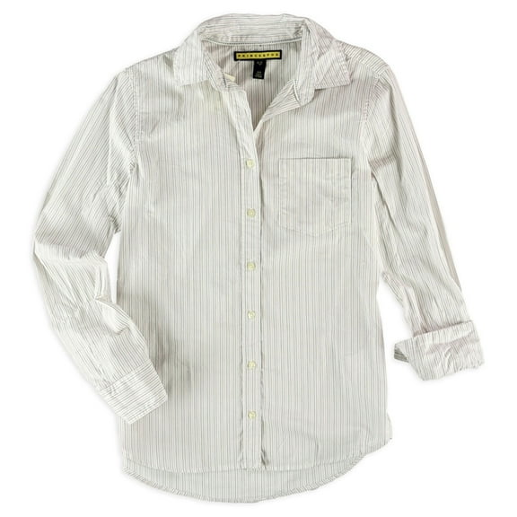 Aeropostale Womens Striped Pocket Button Up Shirt, Off-White, Juniors, Small