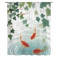 thumbnail image 2 of Japanese Carp Fish Sheer Curtains 108" Extra Long, Oriental Art Rustic Leaves Vines Koi Fish Light Filering Curtains, Privacy Drapes Simi Floor to Veiling Curtain for Living Room Window Treatment, 2 of 9