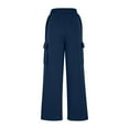 thumbnail image 3 of Travel Pants Womens Solid Color Loose-Fitting Casual Sports Jogging Trousers with Pockets Baggy Beach Pants for Women Drawstring and Straight Leg Stretch Workout Sport Pants for Women, 3 of 7