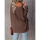 thumbnail image 2 of Suéter de punto con alas de murciélago, manga larga, un hombro, Color puro, Tops casuales de moda para mujer, 2 of 5