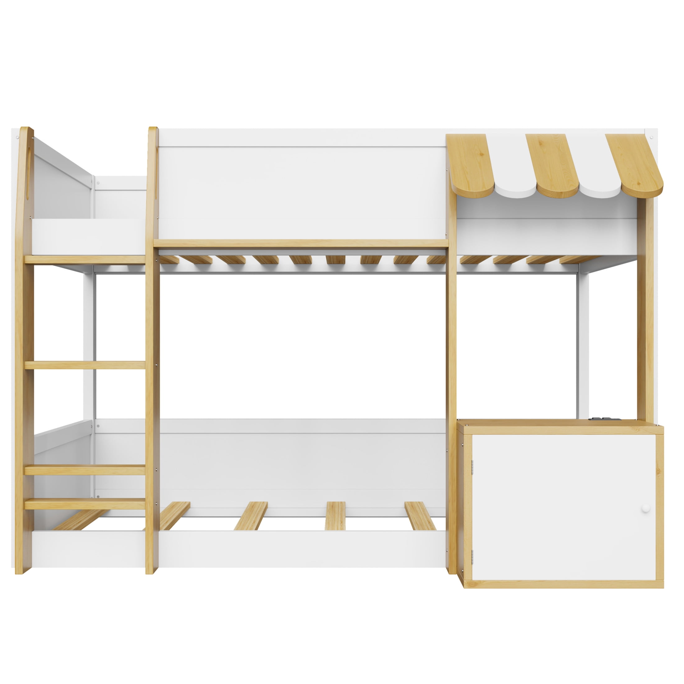 Noble House Heliox Twin over Twin Wood Bunk Bed with Integrated Desk, Storage Cabinet and USB Charging Ports, White