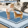 thumbnail image 5 of Checkered Area Rug 2x6, No Slip Washable Rug, Modern Bedroom Rug Under Bed Ultra Carpet, Low-Pile Rugs for Living Room Bedroom Dining Room, Blue, 5 of 7