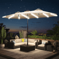 thumbnail image 2 of YODOLLA 15FT Double-Sided Patio Umbrella with Solar Lights, Rectangular Outdoor Umbrella,Tan, 2 of 8