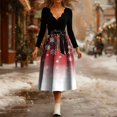 thumbnail image 5 of Women's Fashion V-Neck Relaxed-Fit Christmas Print Long-Sleeved Dress for Comfortable Holiday Fashion and Casual Outings,Watermelon Red,3XL, 5 of 7