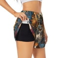thumbnail image 3 of Lsque Colorful Owl Tattoo Art Printed Women's Running Shorts with Liner Pockets,Elastic Quick Dry Workout Athletic Gym Yoga Shorts,Womens High Waist Shorts-Large, 3 of 9