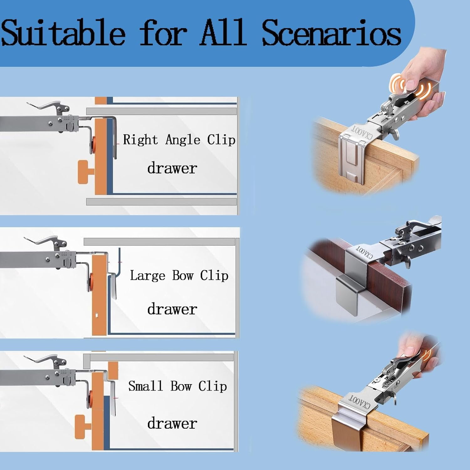 Drawer Front Installation Clamps, Woodworking Tool Drawer Fixing Clamp Adjustable, Drawers Face Clamp with Two Types of Clips, Quick-Install Universal Fit Labor-Saving Cabinet Clamps