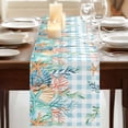 thumbnail image 3 of Table Runners 36 Inches Long Dress Scarves, Nautical Coastal Farmhouse Kitchen/Dining Table Runner, Short Coffee Tablerunners, Summer Beach Shell Coral Seaweed Blue Plaid 13x36 Inch, 3 of 9