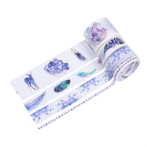 Washi Tape Set 4 Rollos 30mm 15mm 5mm Ancho Decorativo Colorido Cinta Adhesiva Cinta Adhesiva Adhesi Tomshoo Zircón púrpura