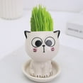 thumbnail image 1 of Ceramic Flowerpot Mini Cat Shaped Cartoon Potted Plant Desktop Potted Expression Cat Plant Pot Desk Decorate Small Ornament, 1 of 3