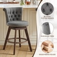 thumbnail image 5 of PAPROOS Bar Stools Set of 2, 26" Swivel Counter Height Bar Stools with Back, Upholstered Velvet Kitchen Island Counter Height Chair with Button Tufted Back, Nailhead Trim and Wood Legs, Grey, 5 of 10