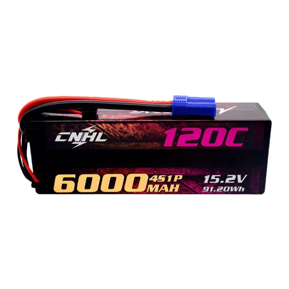 CNHL 6000mAh 4S Lipo Battery 15.2V High Voltage Hard Case 120C with EC5 Plug for Racing RC Car Boat Tank Truck