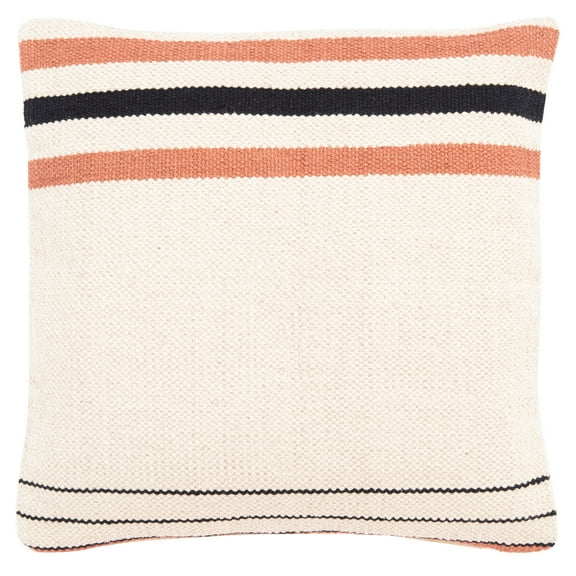 SAFAVIEH Thiele Solid Striped Accent Pillow, 20" x 20", Rust/Beige