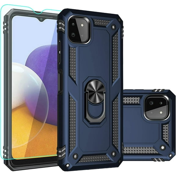 Galaxy A22 5G Case,Samsung A22 5G Case,with Screen Protector,[Military Grade] 16ft. Drop Tested Cover with Magnetic Kickstand Car Mount Protective Case for Samsung Galaxy A22 5G, Blue