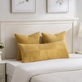 thumbnail image 6 of Fancy Homi 2 pcs Mustard Yellow Decorative Throw Pillow Covers 20x20 inch for Living Room Couch Bed Sofa, Farmhouse Boho Home Decor, Soft Corss Corduroy Patchwork Accent Square Cushion Case 50x50 cm, 6 of 10
