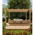thumbnail image 3 of Garvee 10x13 Ft Outdoor Pergola with Retractable Canopy – Upgraded Aluminum Faux Wood Grain Metal Patio Pergola for Modern Backyard Deck, Porch, Grape Trellis In Khaki, 3 of 26