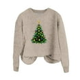 thumbnail image 3 of MELDVDIB Christmas Tree Print Sweater for Women Knit Fall Winter Long Sleeve Loose Sweater Gift Warm Crewneck Pullover Tops, 3 of 4