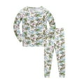 thumbnail image 4 of CUZIBR Girls Outfits Crewneck Pajamas Cartoon Animals Print Long Sleeve Sleepwear For Kids Toddler 2 Piece Pjs Clothes Sets,Green,1-2 Years, 4 of 4