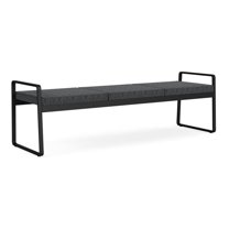 Lesro Gansett Steel and Fabric Waiting Room Guest 3-Seat Bench in Black/Adler Nocturnal