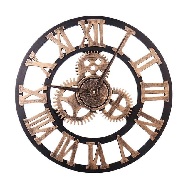 3D Gear Design Reloj de pared con números romanos Sala de estar Decoración del hotel Reloj grande de madera sin tictac 40cm tholdsy JJ15738-00
