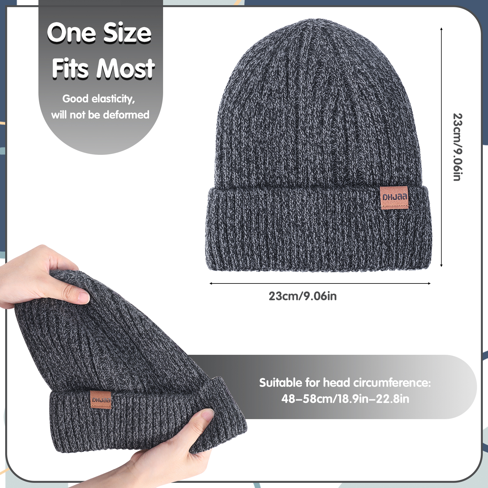 Armscye Fleece Lined Beanie Hat, 2-Pack Unisex Winter Cap photo 3