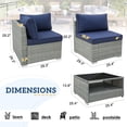thumbnail image 3 of EAGLE PEAK 9 Piece Outdoor Wicker Patio Furniture Set with Coffee Table, Dark Blue, 3 of 6