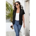 thumbnail image 7 of HOWCOME Open Front Cardigans for Women with Pockets Lightweight Short Sleeve Ruffle Front Duster (Large,Black), 7 of 7