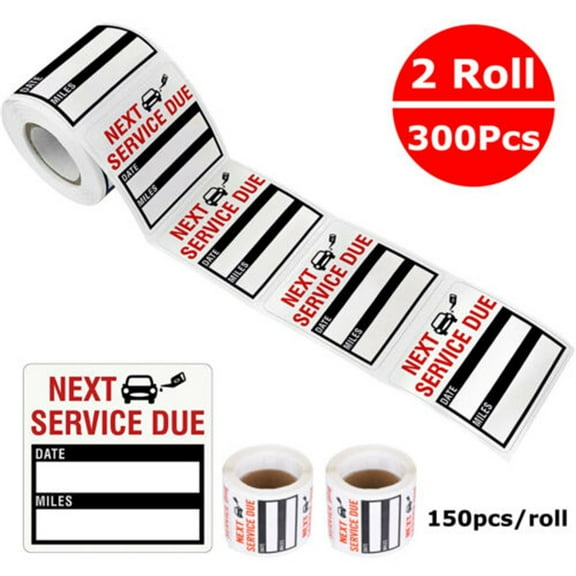 300PCS/ 2 Rolls Oil Change Service Reminder Clear Static Cling Stickers Window Lite Decals Next Service Due Reminder