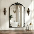 thumbnail image 4 of Lumora 24"x36" Arched Carved Bathroom Wall Mirror,Black, 4 of 5