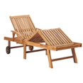 thumbnail image 3 of vidaXL Sun Loungers 2 pcs with Red Check Pattern Cushion Solid Teak Wood, 3 of 6