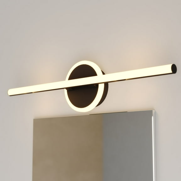 Whittier 23.75 in. Integrated LED Black Bathroom Vanity Wall Light with Night Light