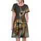 thumbnail image 1 of Disketp Surreal Weightlifting Snail para Vestido de Manga Corta para Mujeres, Vestidos de Verano para Mujeres, Casual y Holgado para la Playa, 1 of 6