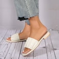 thumbnail image 3 of B91xZ Women Flip Flops Basic Plain Slippers Color Block Flat Sandals Open Toe Beach Slides Outdoor Shoes,Beige 8, 3 of 5