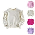 thumbnail image 4 of LNMQLPDBS Cute Tops for Girls Puff Long Sleeve Crewneck Shirts Ruffle Shoulder Solid Color Tops Toddler Girl Sweatshirt Trendy Casual Baby Girl Clothes for Vacation Party Hot Pink 8-12 Years, 4 of 4
