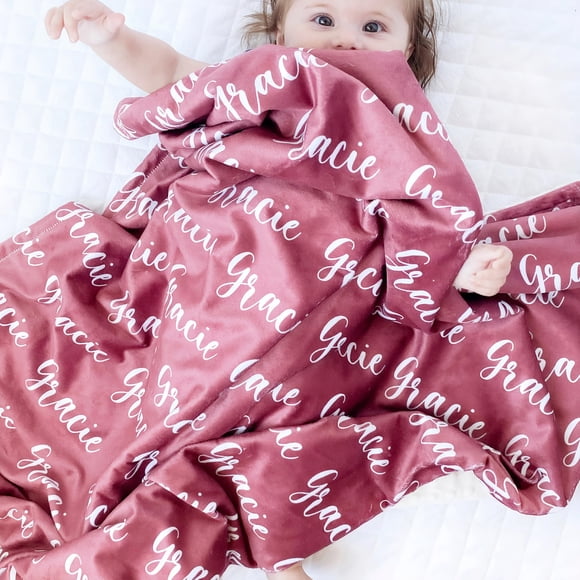 Manta de bebé personalizada de franela suave Yofair con estampado de nombre